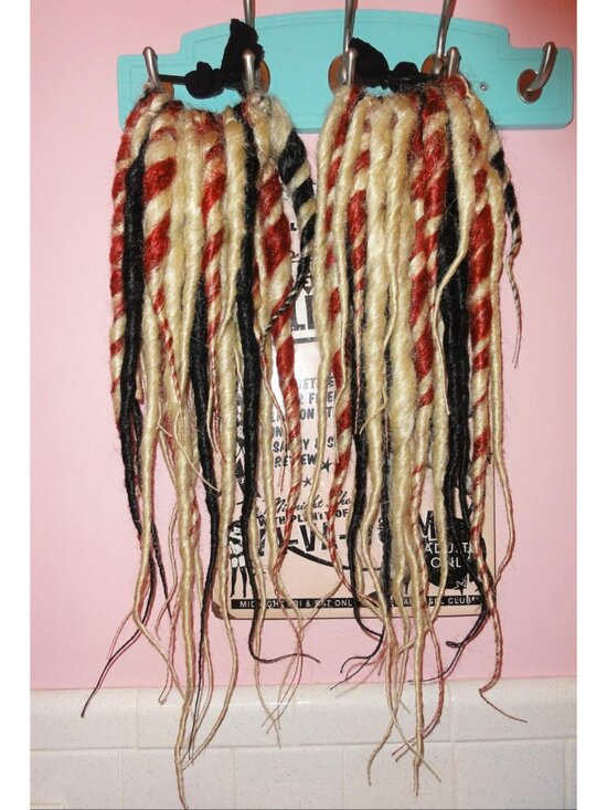 Blond Black & Rust Dread Falls hair extensions dreadlocks cyber goth main image 11